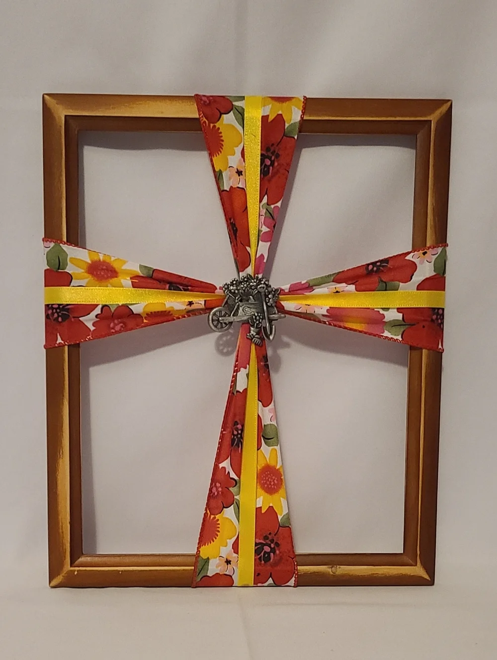 Frame Cross Art Floral Garden Theme Handmade